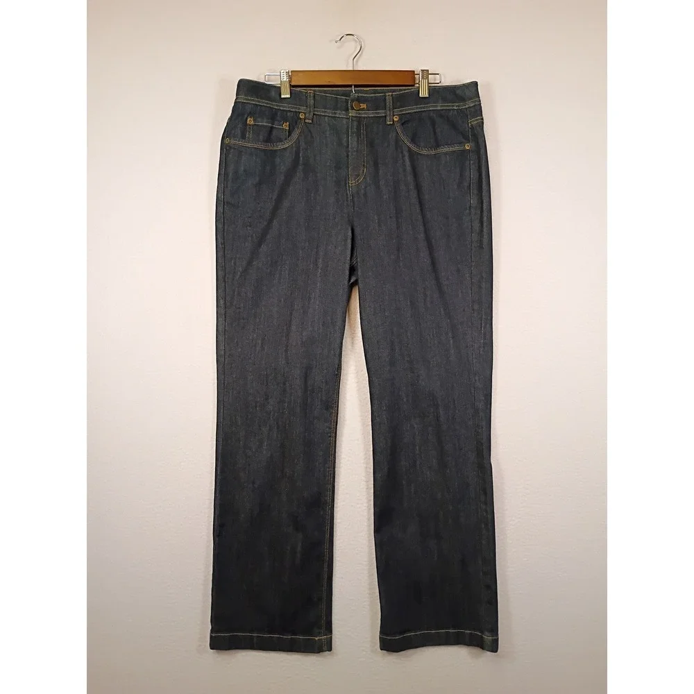 Classic Jones New York Sport Womens 14 Blue Dark Wash Straight Leg Stretch Jeans